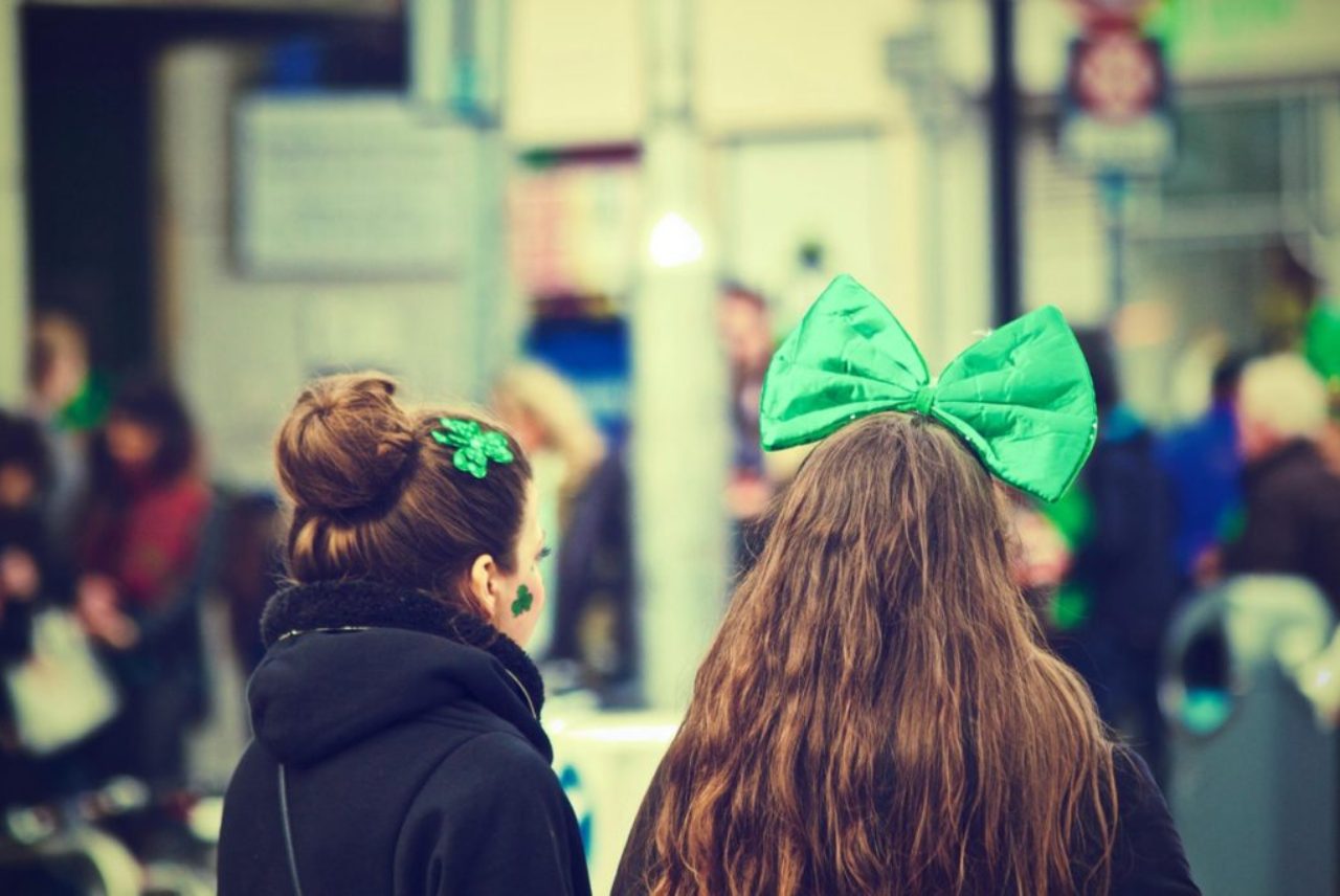 two-girls-marching-st-paatrick's-parade